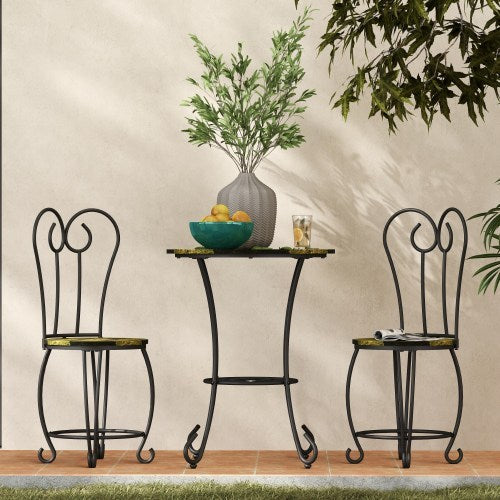 Modern Style 3 Piece Coffee Table Set Round Coffee Table With 2 Round Back Chairs