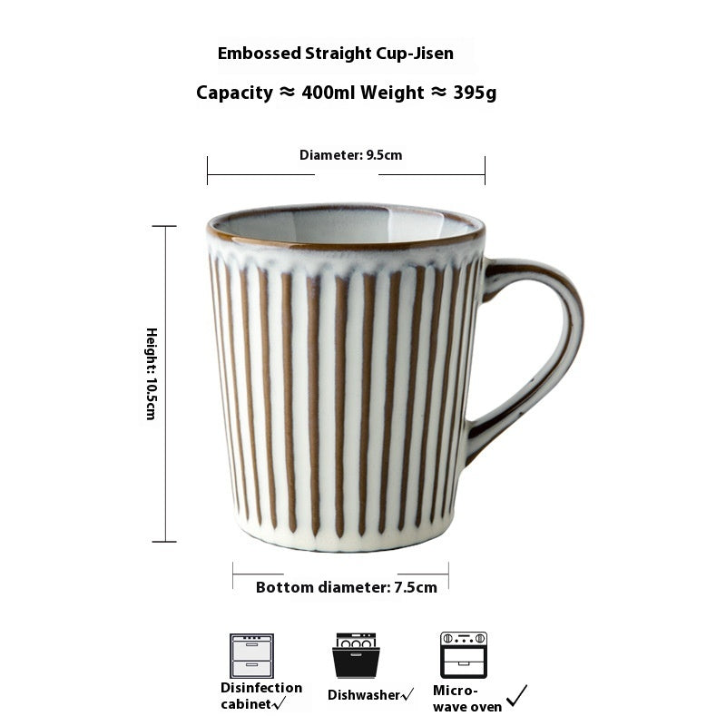 Vintage Embossed Coffee Latte Giessen Ceramic Mug