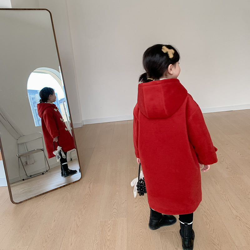 Children's New Year Quilted Horn Button Coat