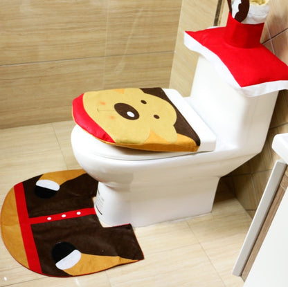 FENGRISE 3pcs Fancy Santa Claus Rug Seat Bathroom Set Contour Rug Christmas Decoration Navidad Xmas Party Supplies New Year