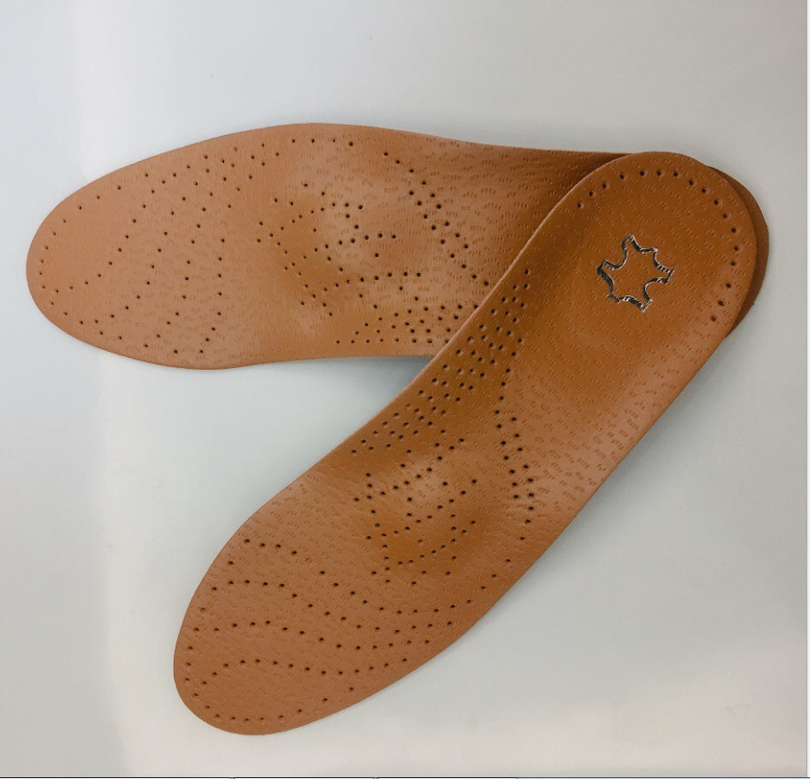 Leather foot arch correction insoles