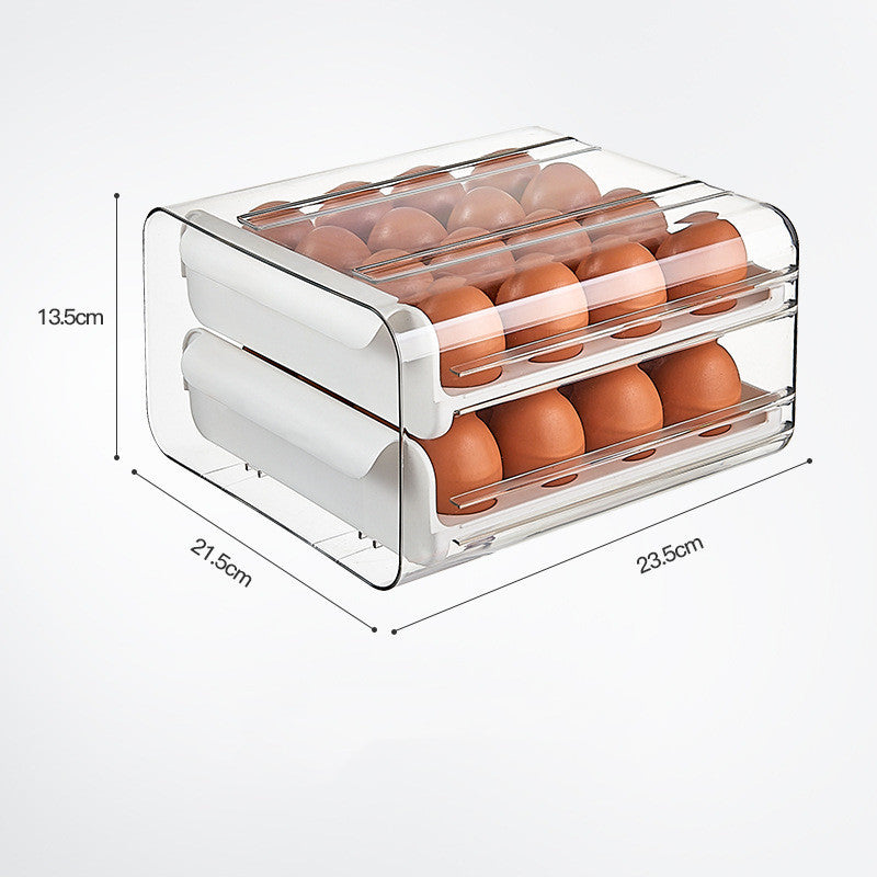 Kitchen Drawer Type Transparent Double Layer 32 Grid Egg Box