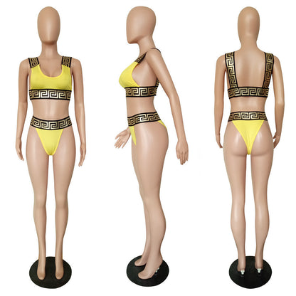 Women's European And American Print Bikini Two Piece Set