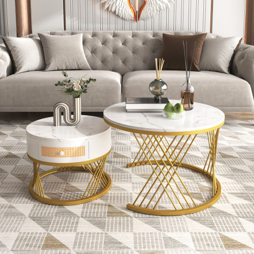 Fibreboard Metal Round Coffee Table