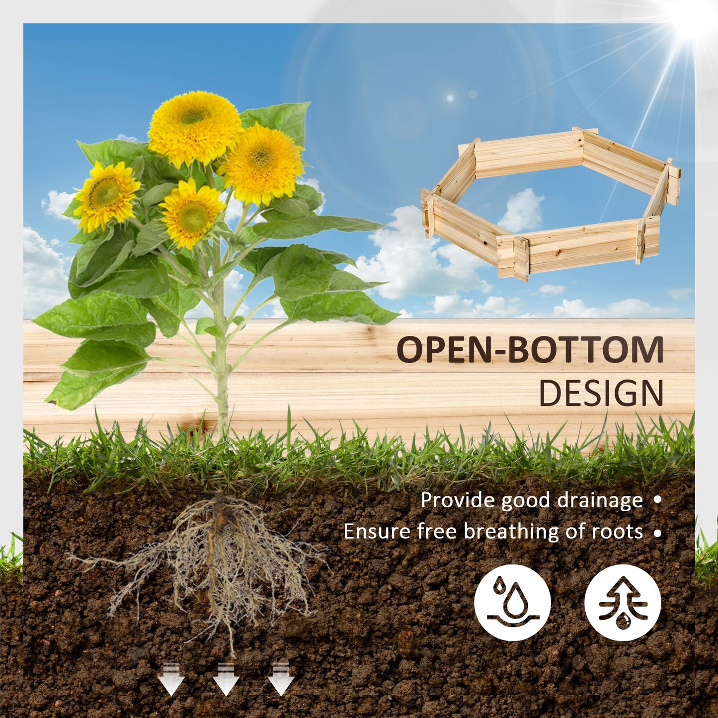 39'' x 36'' Screwless Raised Garden Bed, Hexagon Planter Box DIY Herb Garden