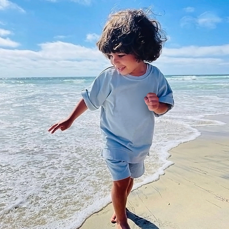 Children's Summer Short Sleeved Shorts Sports Two-piece Set