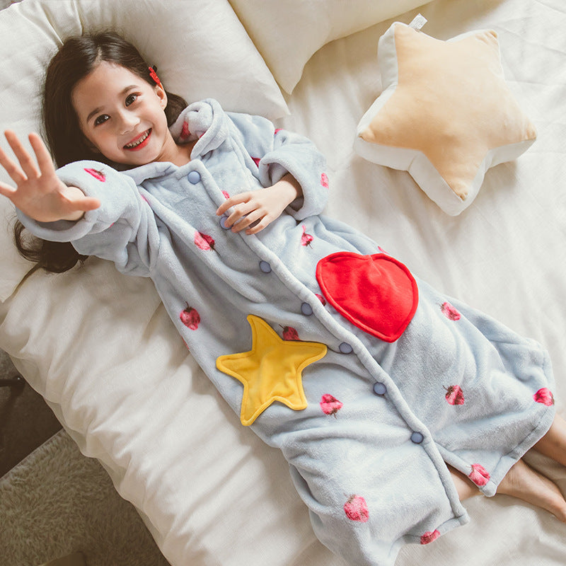 Children's Nightgown Girl Flannel Bathrobe Warm