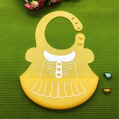 Baby food grade silicone food meal pockets Children's dinner pockets Waterproof disposable cartoon bibs Adjustable bibs