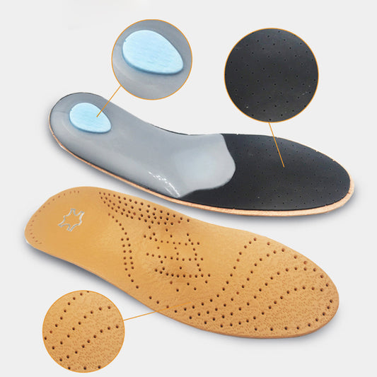 Leather foot arch correction insoles