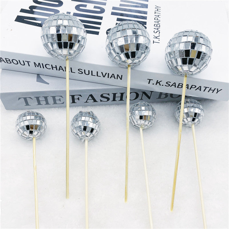 Disco Ball Cake Decoration With Wooden Stick