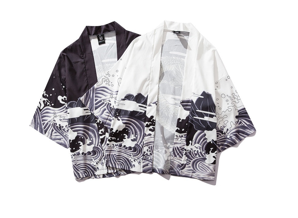 Ukiyo-e painted robes cardigan