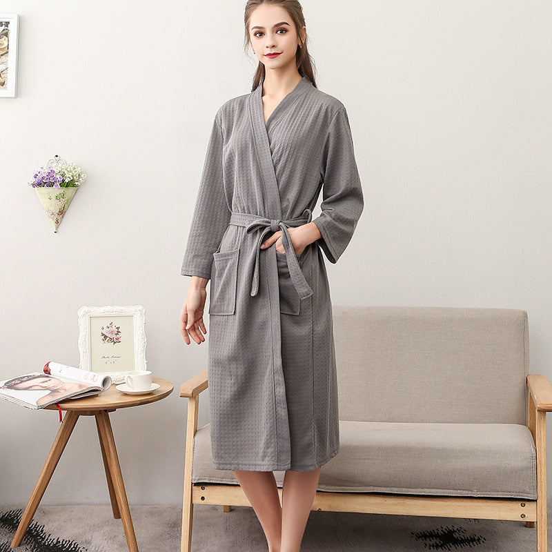 Bathrobe Women's Thin Waffle Couple Nightgown