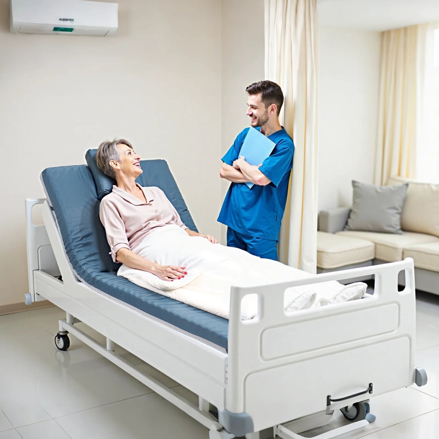 Hospital Medical Bed Mattress 3.5-Inch Water Resistant Non Slip Home Foam