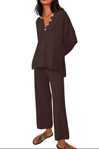 European And American Solid Color Fashion Loose Leisure Suit Two-piece Set