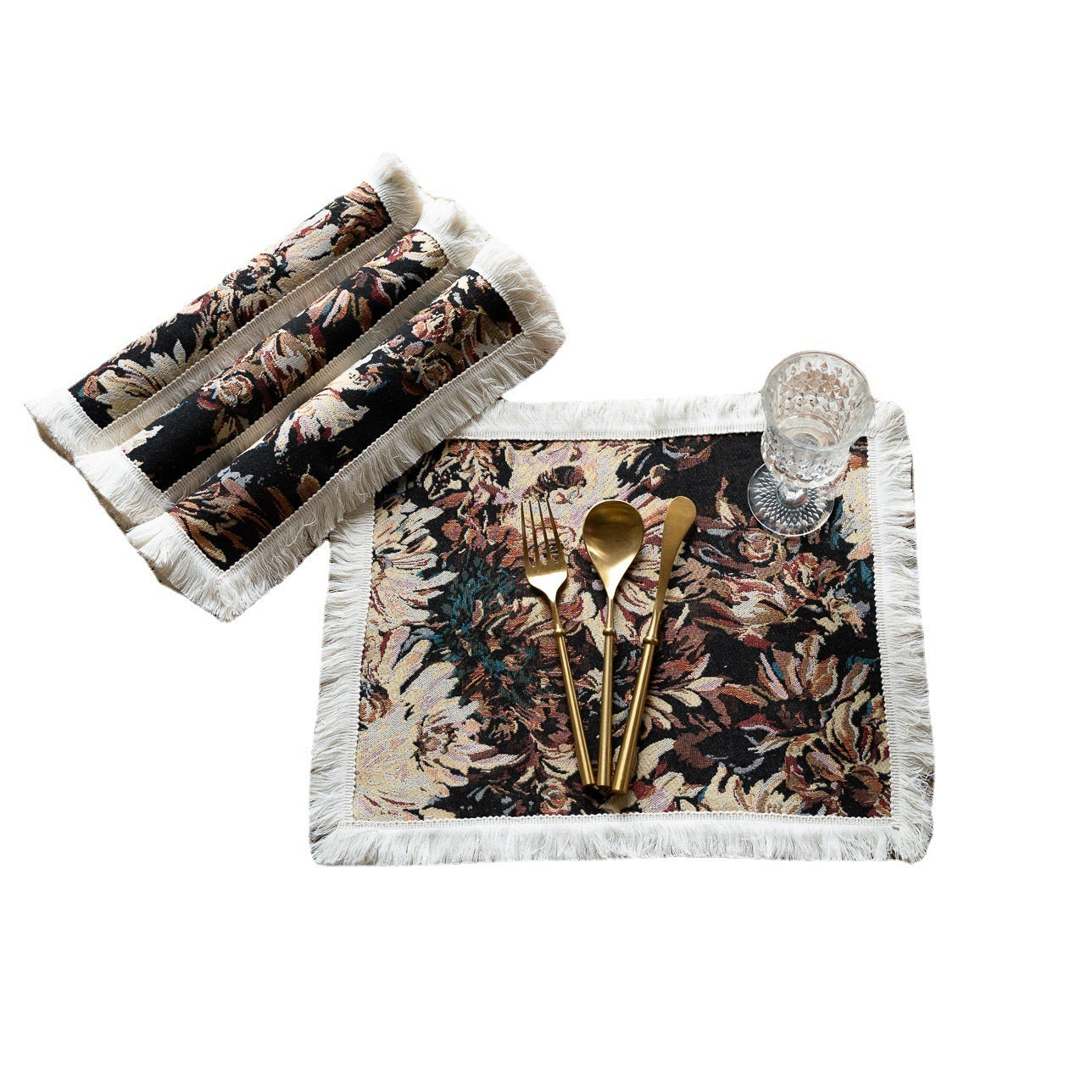 Tassel Round Table Mat Flower Table Towel Kitchen Decoration Long Table Mat