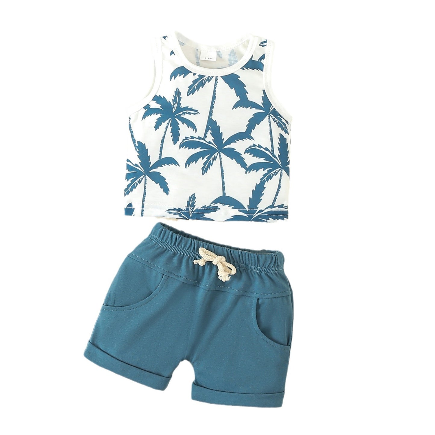 Spring Leisure Printed Vest Shorts Set