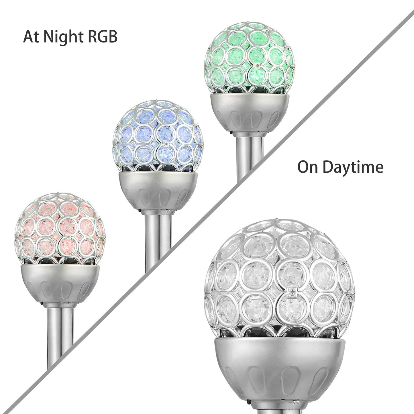 3 Pcs Outdoor Solar Lights IP44 Waterproof Ball RGB Light Garden Decor Lamp Landscape Christmas