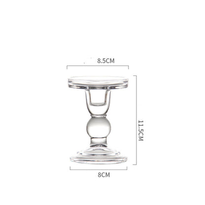 Glass Candle Holder Transparent Glass Set Candle Holder High Foot Crafts Wax Holder
