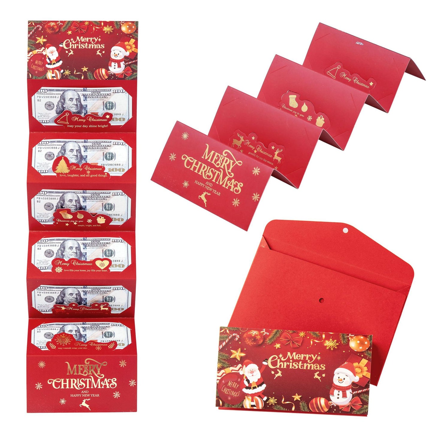 New 6-card Red Envelope Christmas Gilding Folding Red Envelope
