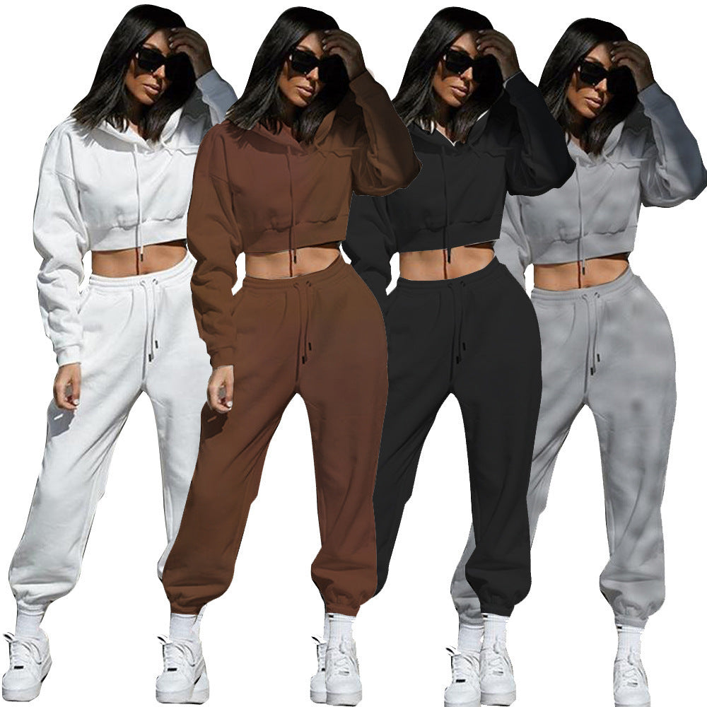 Hooded Long Sleeve Women's Sports And Leisure Two-piece Set