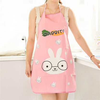 Kitchen Pvc Cute Cartoon Apron Oil-proof Waterproof