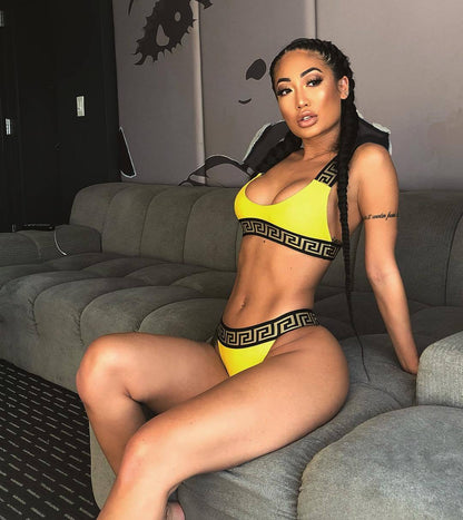 Women's European And American Print Bikini Two Piece Set