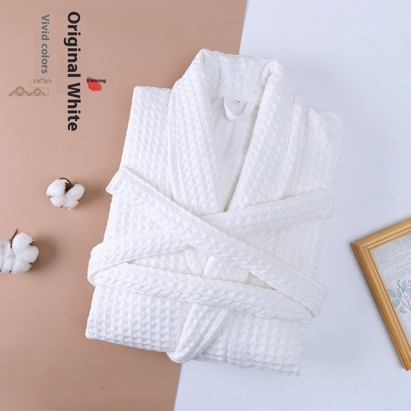 Four Seasons Pure Cotton Waffle Bathrobe Water-absorbing Quick-drying Bathrobe