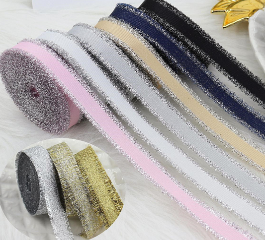 Gift Packaging Wedding Rib Gold And Silver Color Fringe With Bowknot Decorative Baking Ribbon Multicolor