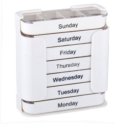 Convenient 28-compartment Drawer Medicine Box, Square, 7-day Medication Organizer, 28-compartment Medicine Box, Portable Weekly Medicine Box