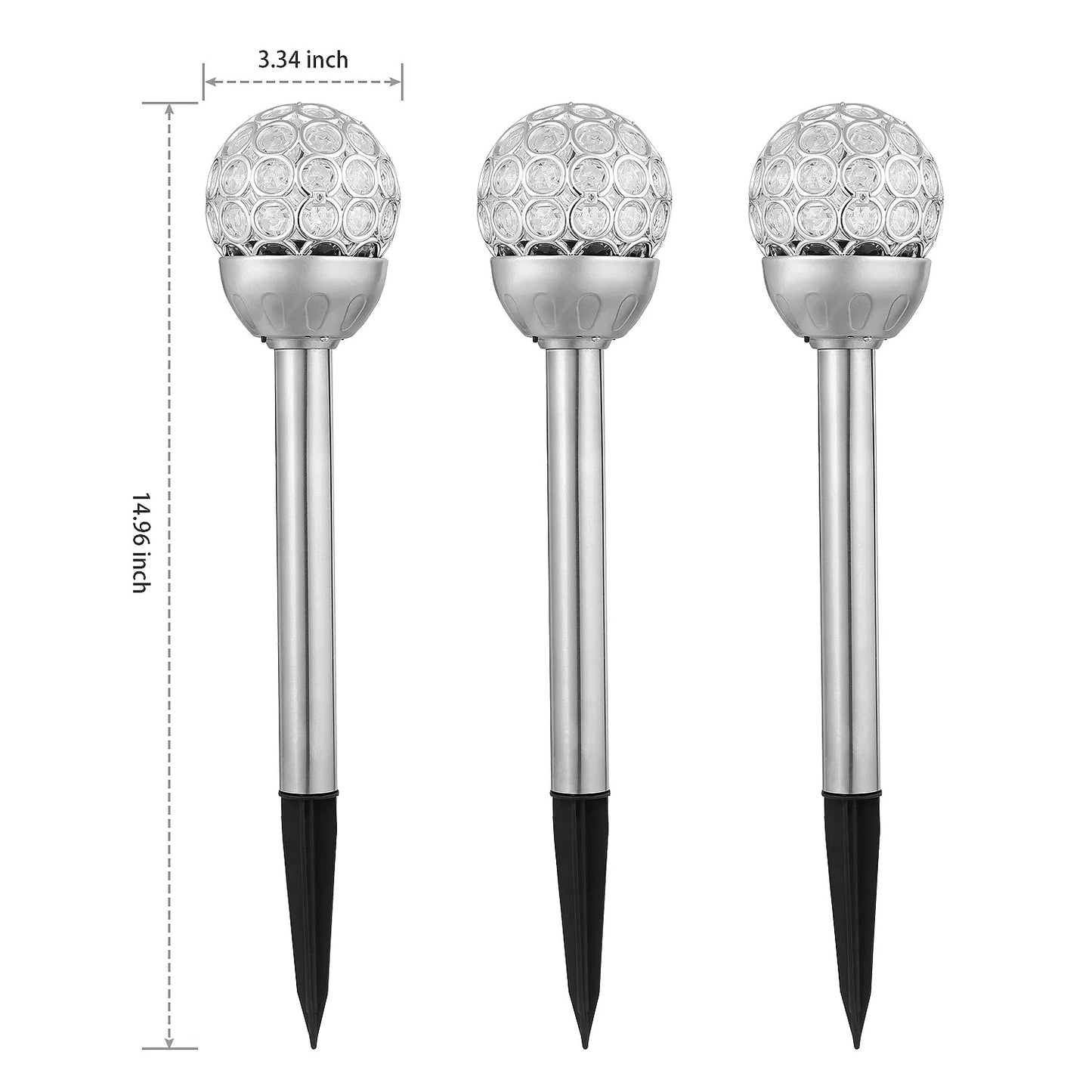 3 Pcs Outdoor Solar Lights IP44 Waterproof Ball RGB Light Garden Decor Lamp Landscape Christmas