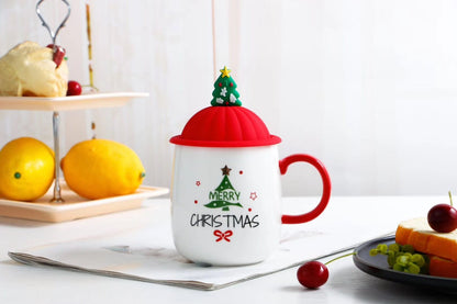 Mug With Lid Spoon Korean Cute Ceramic Mug