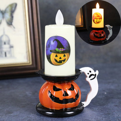 Halloween Decoration Props Skull Pumpkin Candle Light LED Glowing