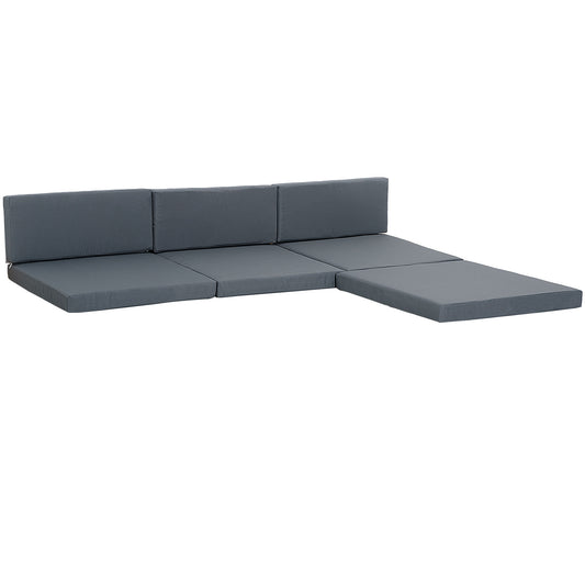 Outdoor Cushion Pad Set For Rattan Furniture, 7 Piece Garden Furniture Cushions ONLY, Grey
