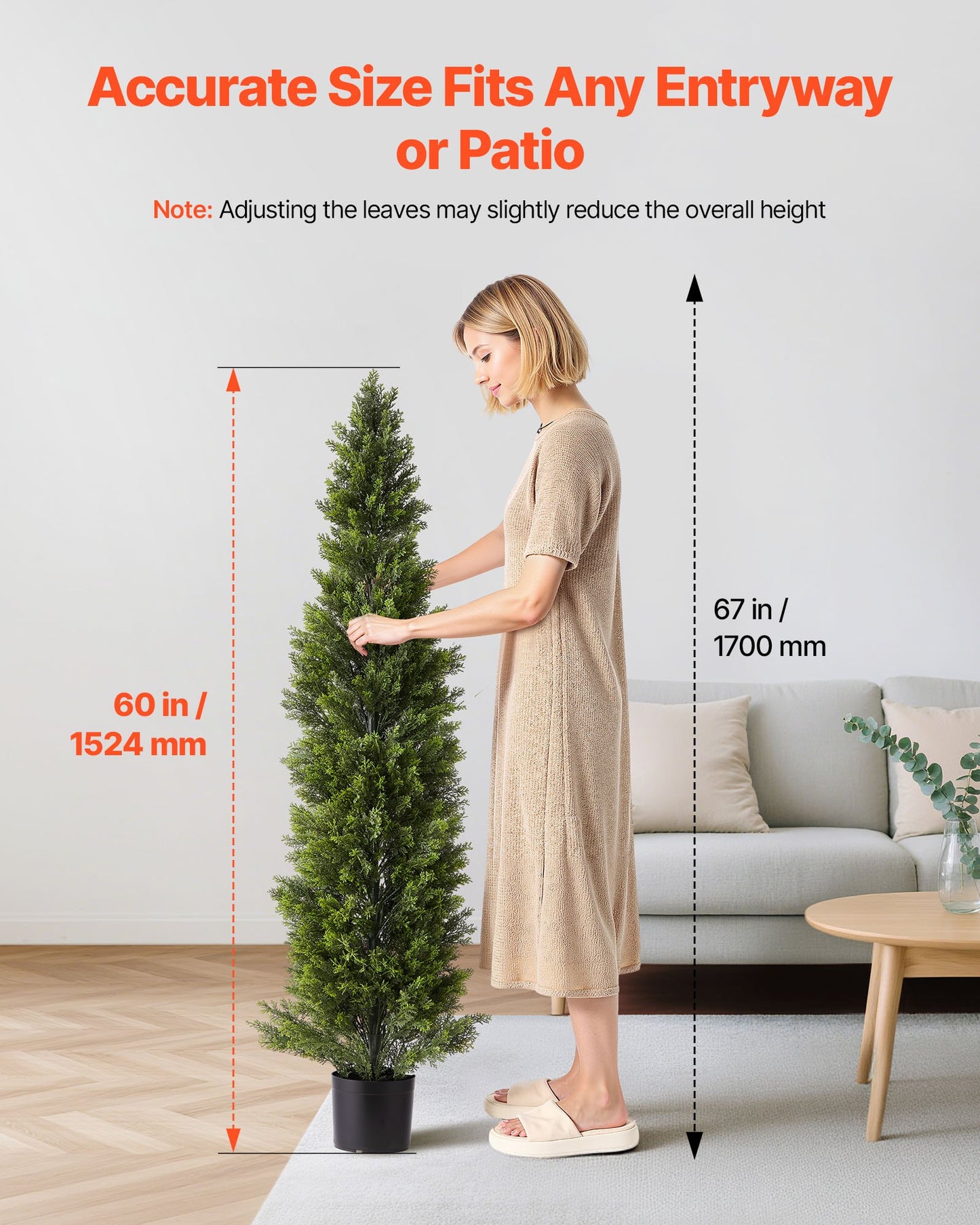 Artificial Topiary Cedar Trees, 60 Inch 2 Set Faux Pine Shrubs Plants, Fake Silk Tree Look Real, Easy Assembly For Decor Front Porch Outdoor Patio Garden Balcony Backyard Indoor Office