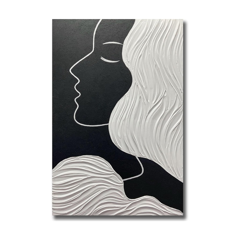 Handmade Black White Portrait Oil Paintings Nodic Abstract People Canvas Painting Artworks For Living Room Home Wall Decor