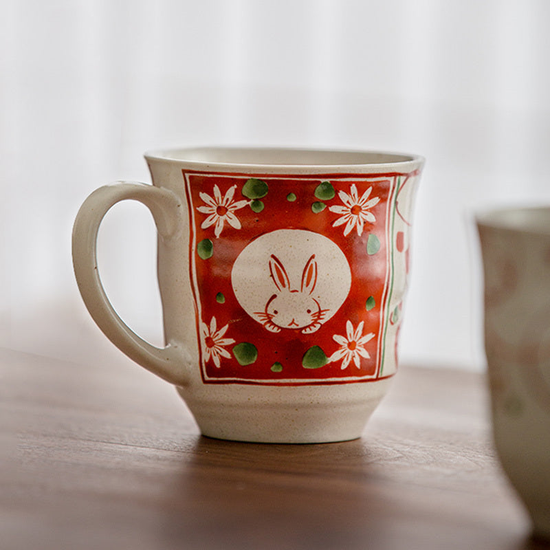 Sakura Rabbit Couple Mug Hand-painted Mug Set