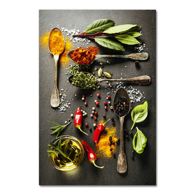 Kitchen Theme Mixed Vanilla And Spice Canvas Painting Poster Canvas Painting Wall Art Kitchen Restaurant Decoration