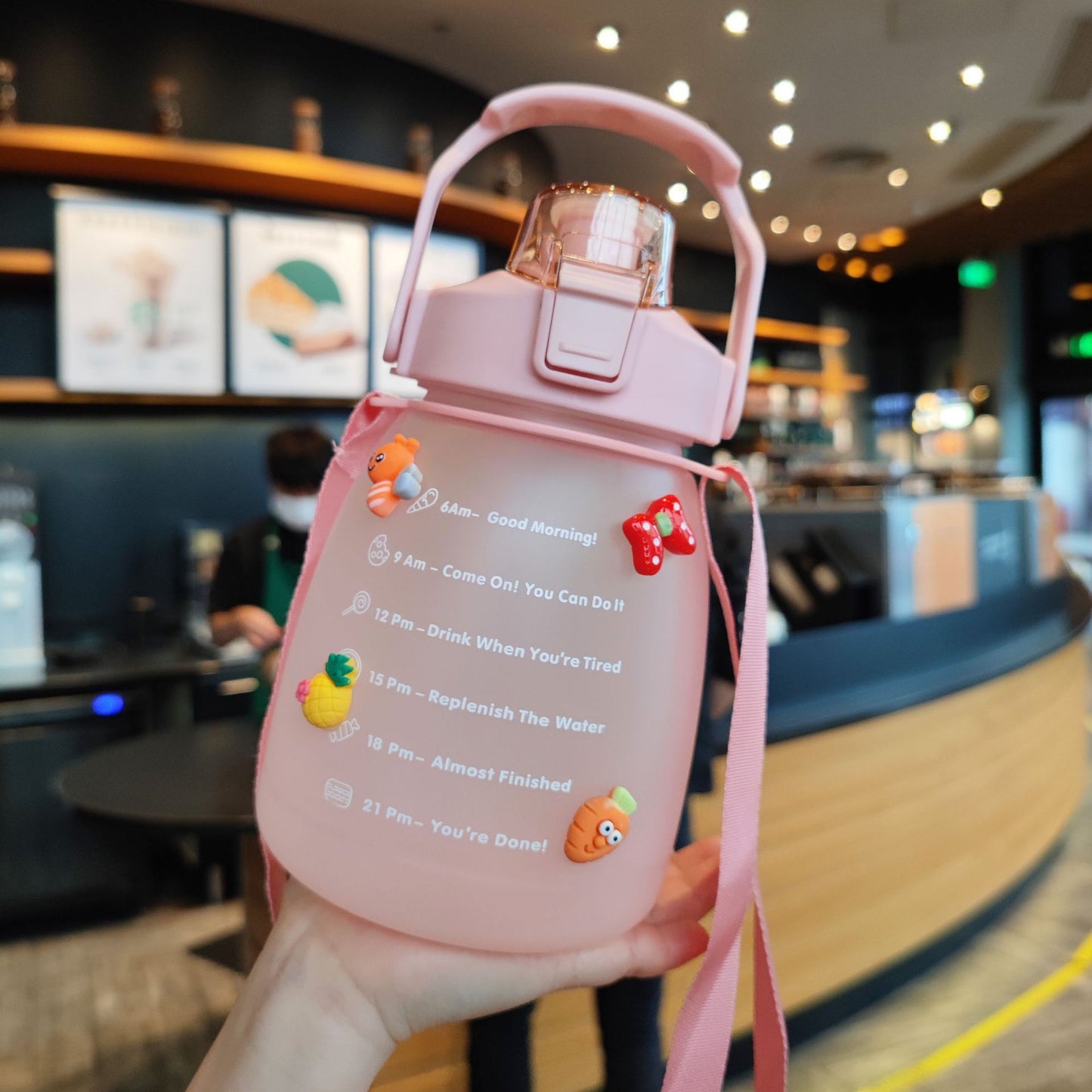 Gradient Big Belly Cup Cute Fat Pot Fitness Outdoor Sports Bottle Straw Student Plastic Water Cup