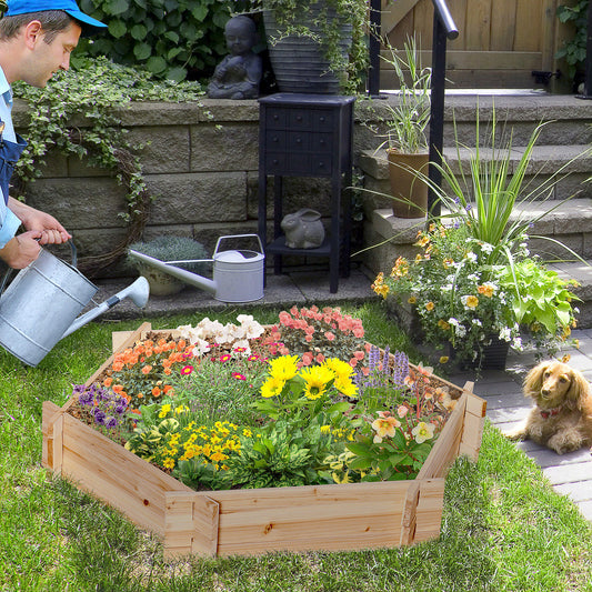 39'' x 36'' Screwless Raised Garden Bed, Hexagon Planter Box DIY Herb Garden