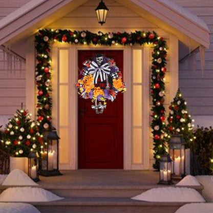 Christmas Pumpkin Mouse Rattan Wreath Artificial Front Door Decoration For Thanksgiving Halloween