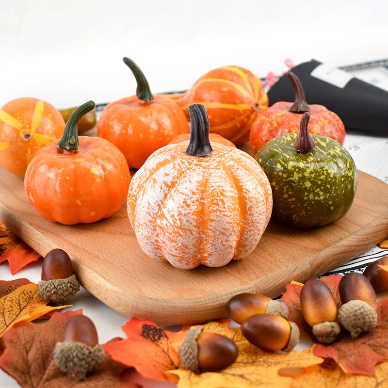 Autumn Pastoral Style Simulation Pumpkin Acorn Maple Leaf Pine Cone Halloween Diy Decoration Props