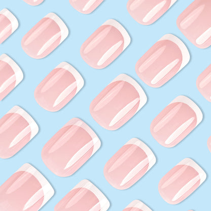 Simple White French Fake Nails