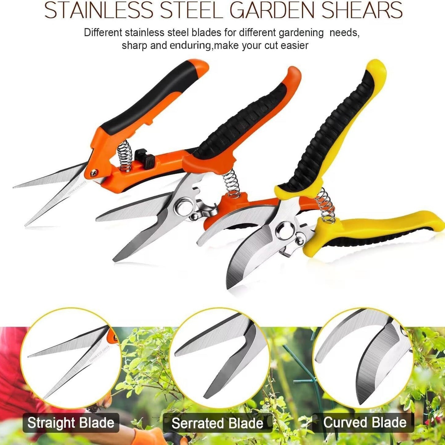 Stainless Steel Pruning Shears Gardening Tools Suit