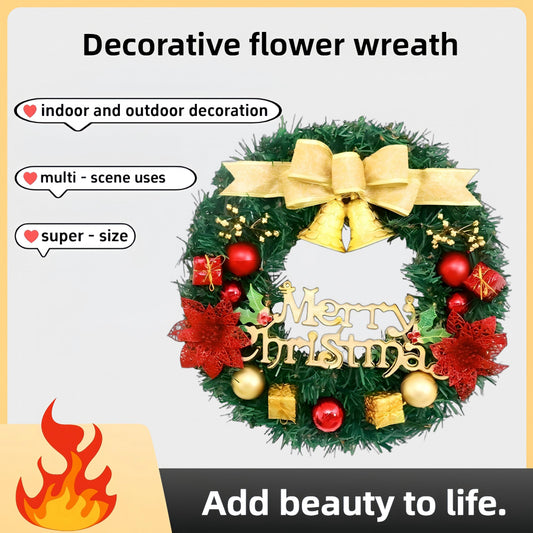 1 Piece Of 24-inch Bell-style Christmas Wreath, With Warm Light And Colored Light Options Available