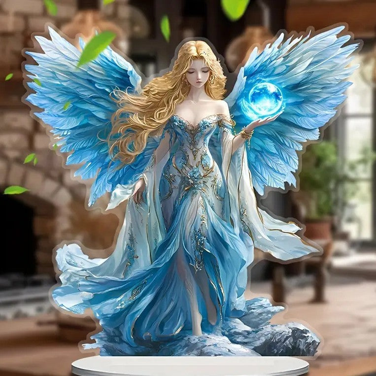 Guardian Angel Statue Acrylic Desktop Decoration With Base Decoration Office Holiday Decoration
