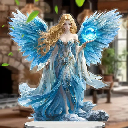 Guardian Angel Statue Acrylic Desktop Decoration With Base Decoration Office Holiday Decoration