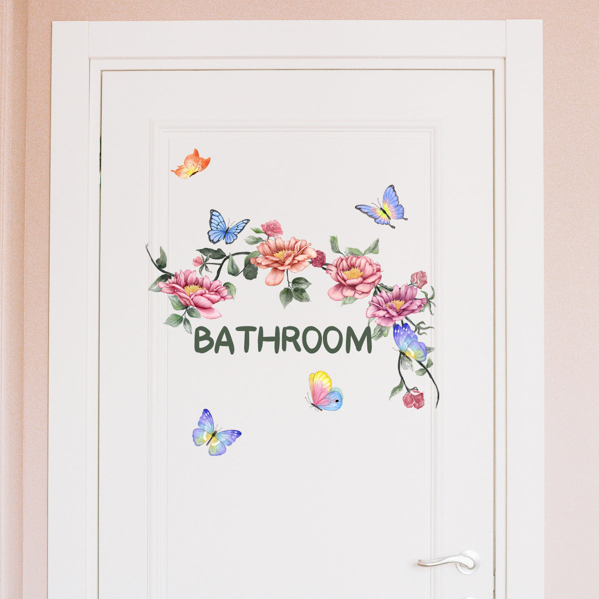 Flower Bathroom Wall Sticker Door Stickers Bathroom Decoration