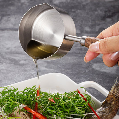 Dog Food Scoop 304 Stainless Steel Pet Food Scoop Measuring Cup With Wooden Handle