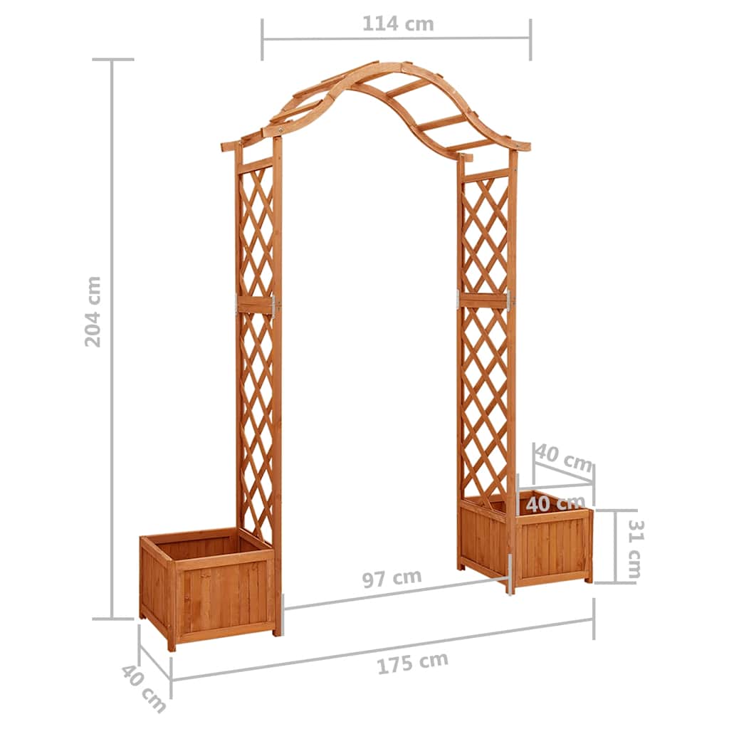 Garden Pergola with Flower Box, Solid Fir Wood,   Garden Pergola