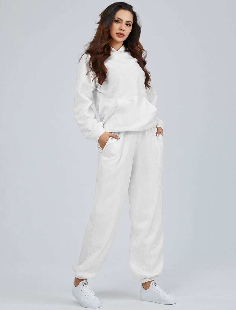 Women's Hooded Pocket Sports And Leisure Two-piece Suit